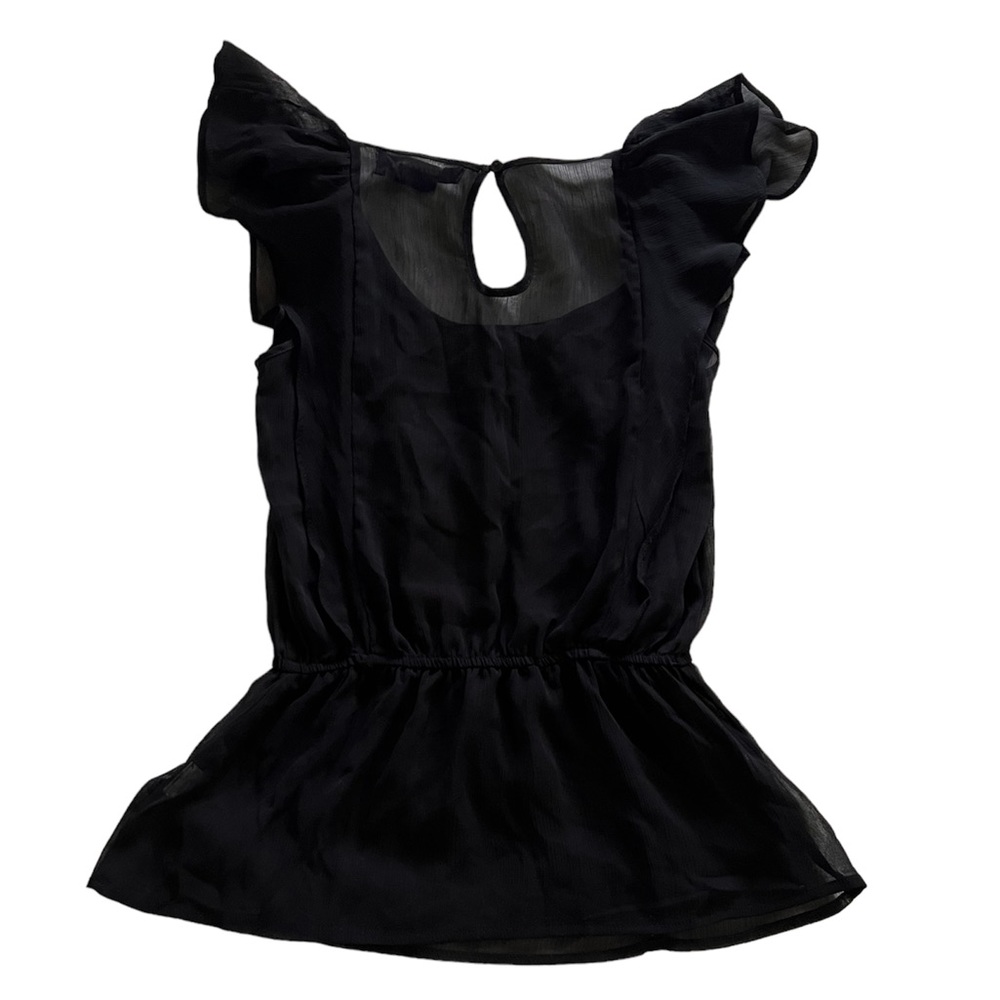 *SALE* Sheer Ruffle Sleeveless Peplum Dress Top with Keyhole - Picture 2 of 3
